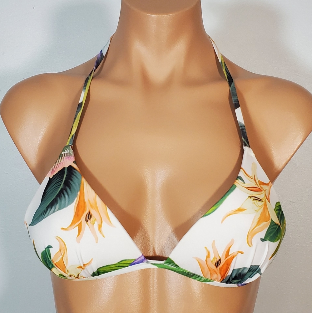 H&M Tropical Floral Patterned Triangle Binkini Top